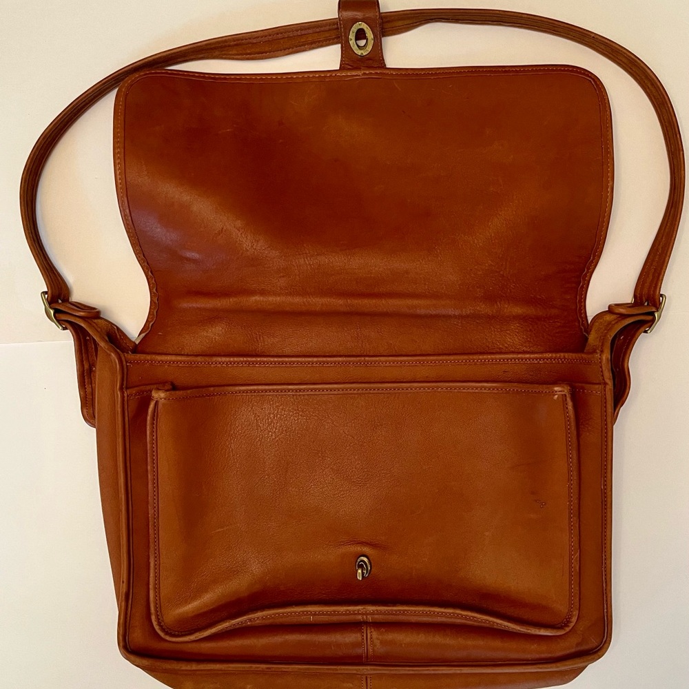 Vintage Coach Tan Mini Leather Briefcase Handle Bag/Purse.